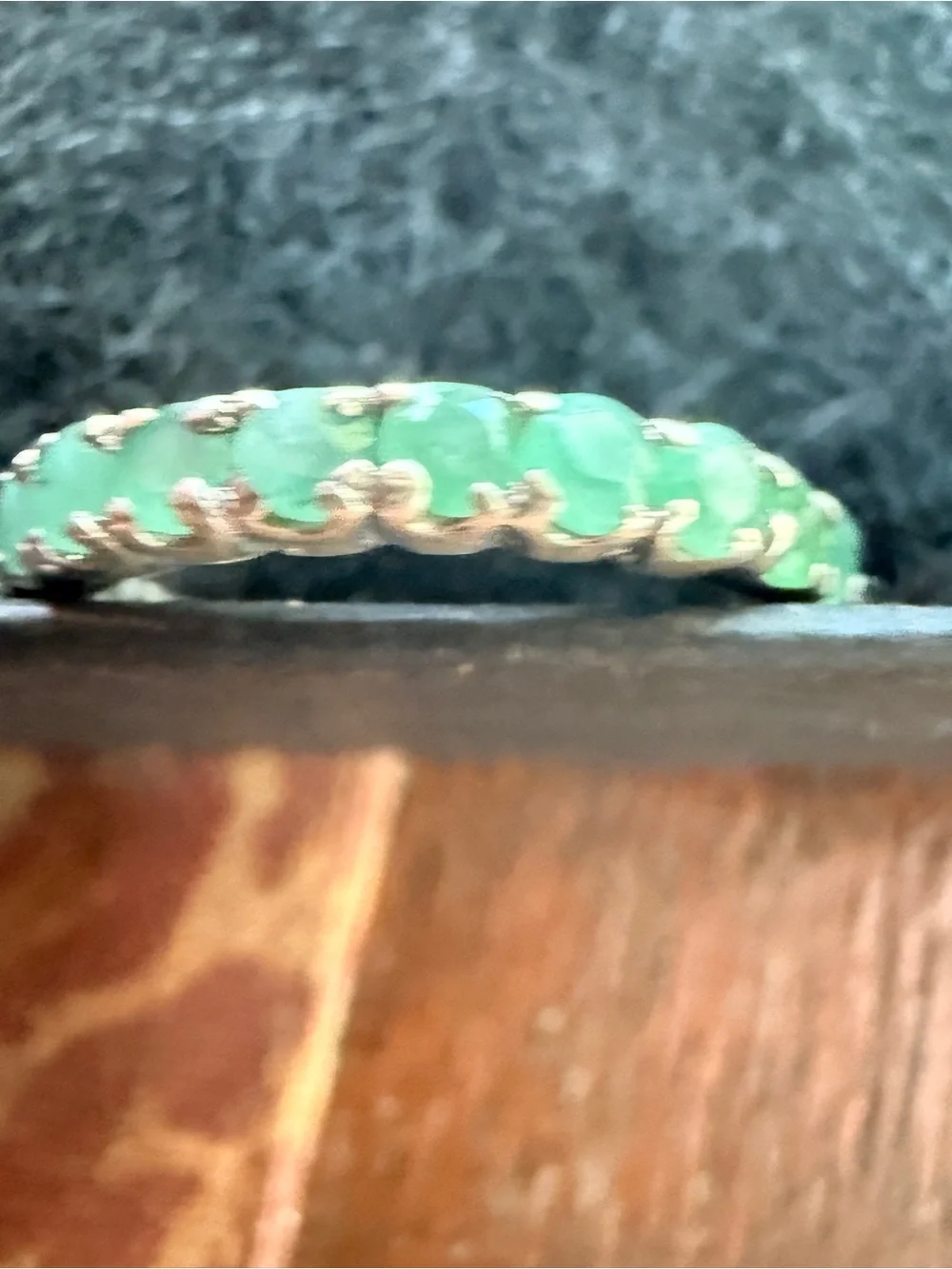 Natural Earth Mined Green Emerald Ring with Emerald band Sz8